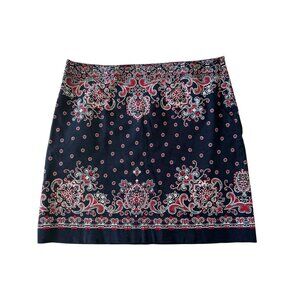 Talbots Navy red print skirt size 16